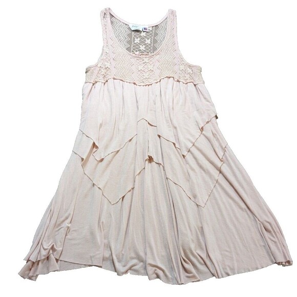 Jody California Layered Mini Dress Embroider Top Blush Pink Boho Y2K Size Large - Picture 2 of 8